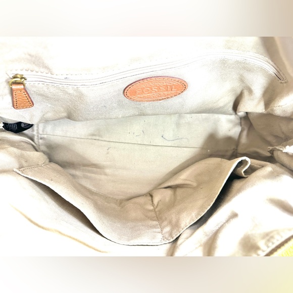 FOSSIL Brown Pebbled Leather Medium Barrel Duffle Crossbody Bag Brass 1145 - Picture 9 of 11